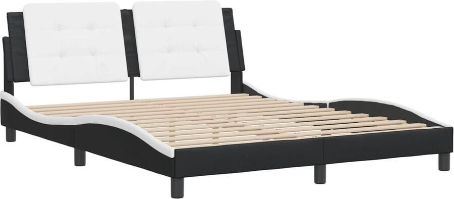 VidaXL Bedframe zonder matras Zadar kunstleer zwart en wit 160x200 cm - Foto 2