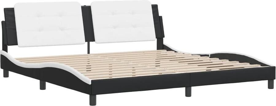 VidaXL Bedframe zonder matras Zadar kunstleer zwart en wit 200x200 cm - Foto 2