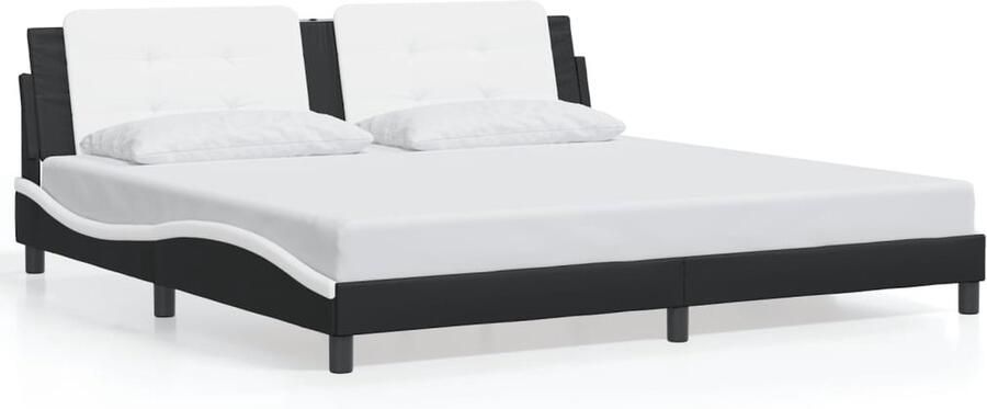 VidaXL Bedframe zonder matras Zadar kunstleer zwart en wit 200x200 cm
