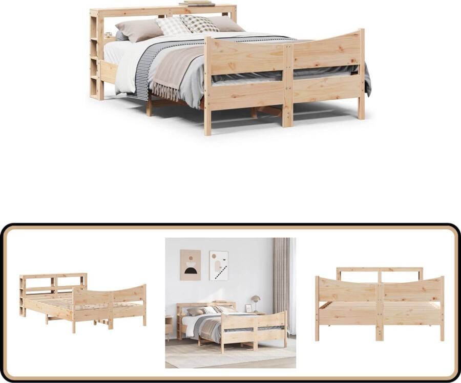 VidaXL Bedframe met hoofdbord massief grenenhout 120x190 cm