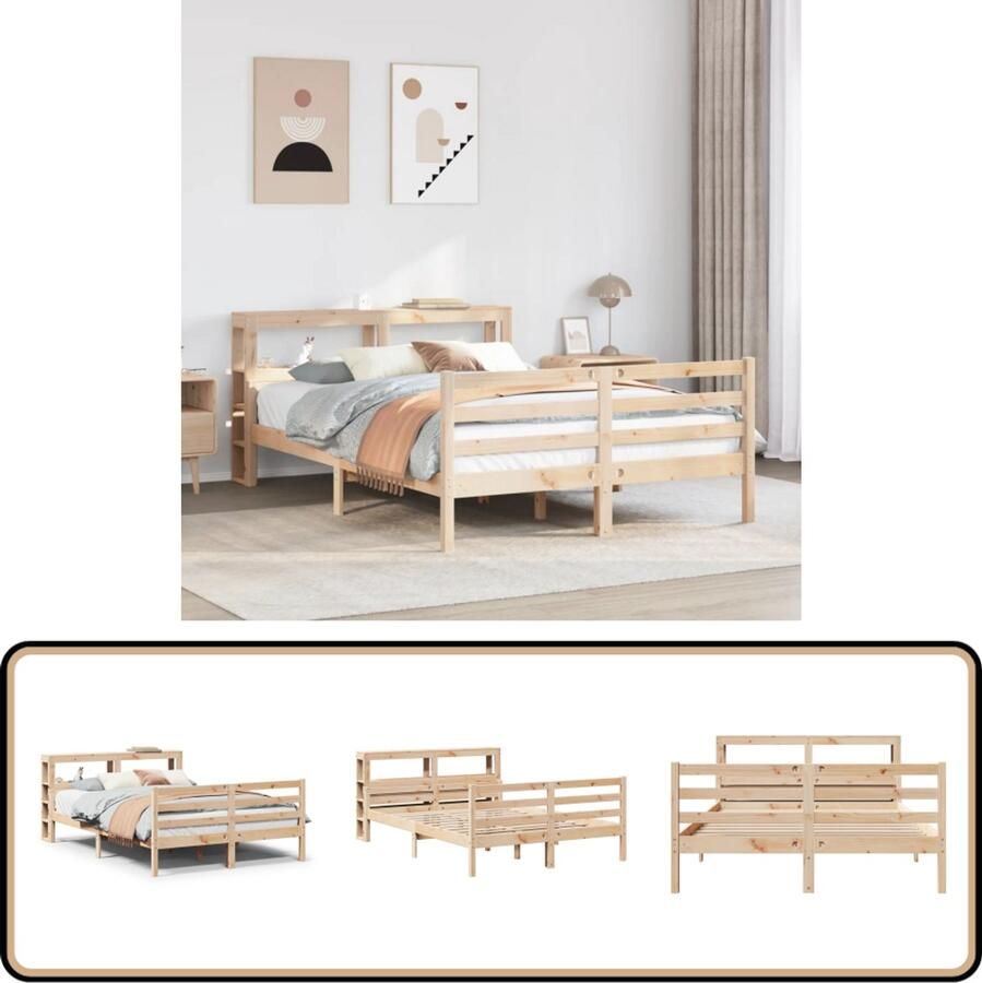 VidaXL Bedframe met hoofdbord massief grenenhout 120x190 cm