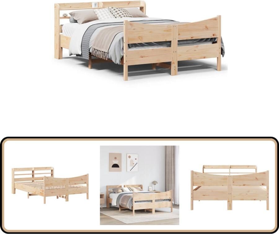 VidaXL Bedframe met hoofdbord massief grenenhout 120x190 cm
