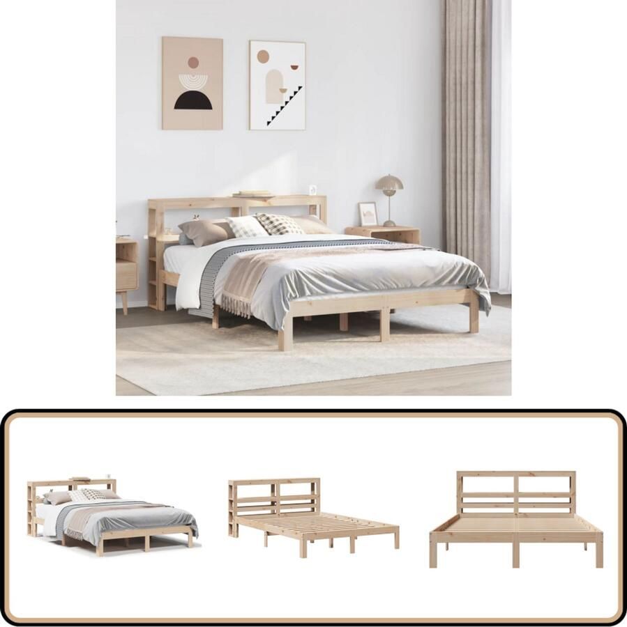 VidaXL Bedframe met hoofdbord massief grenenhout 120x190 cm