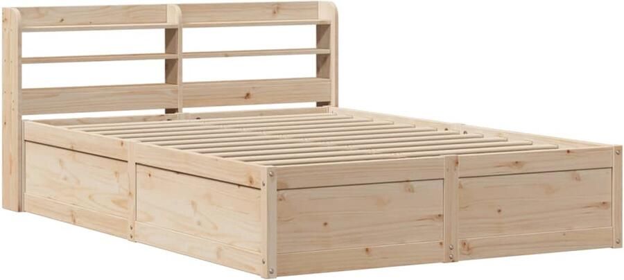 VidaXL -Bedframe-met-hoofdbord-massief-grenenhout-wit-140x200-cm - Foto 5
