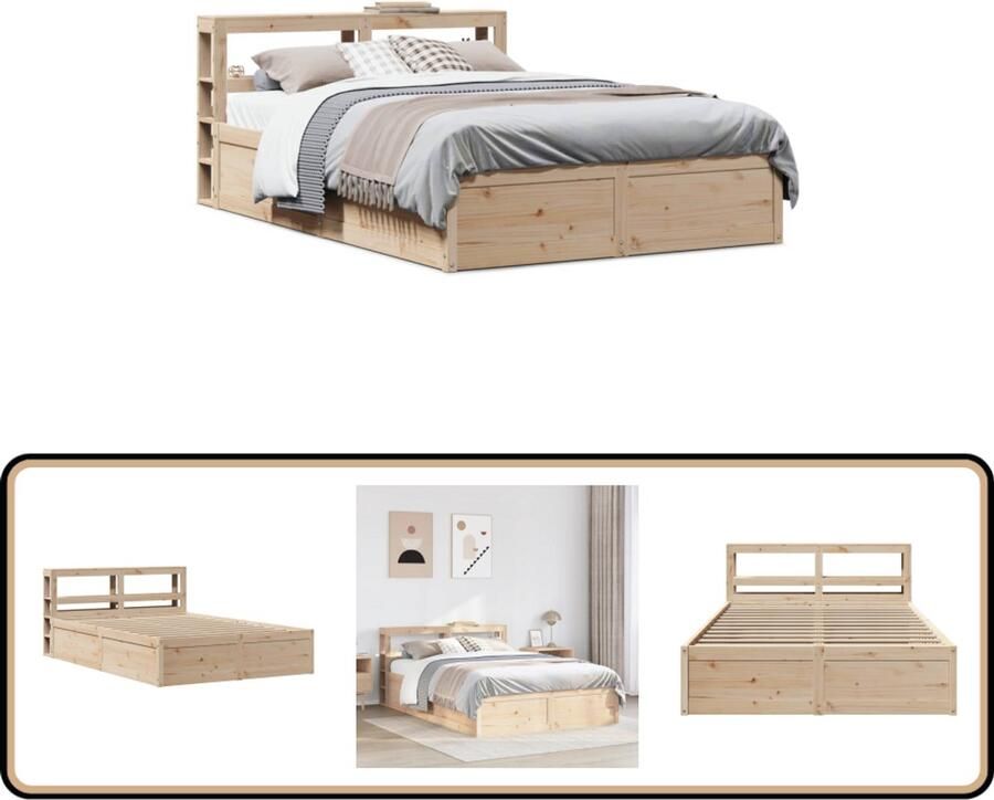 VidaXL Bedframe met hoofdbord massief grenenhout 160x200 cm