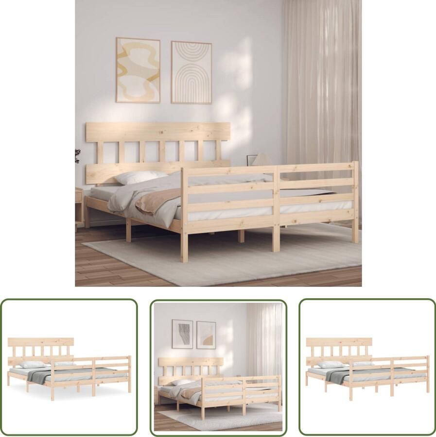 VidaXL Bedframe met Hoofdbord Massief Grenenhout 160x200 cm Massief Grenen Bed Grenenhout Bed Frame Houten Bed Kopen Tweepersoons Bed Boxspring Bed King Size Bed