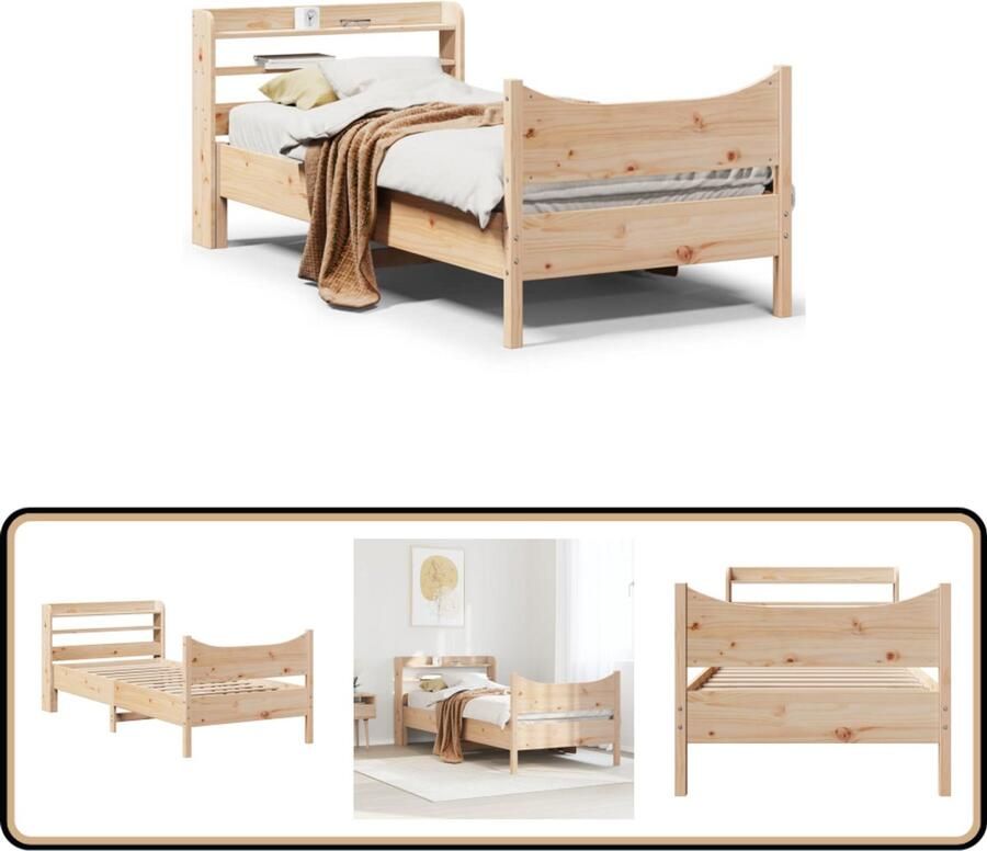 VidaXL Bedframe met hoofdbord massief grenenhout 75x190 cm