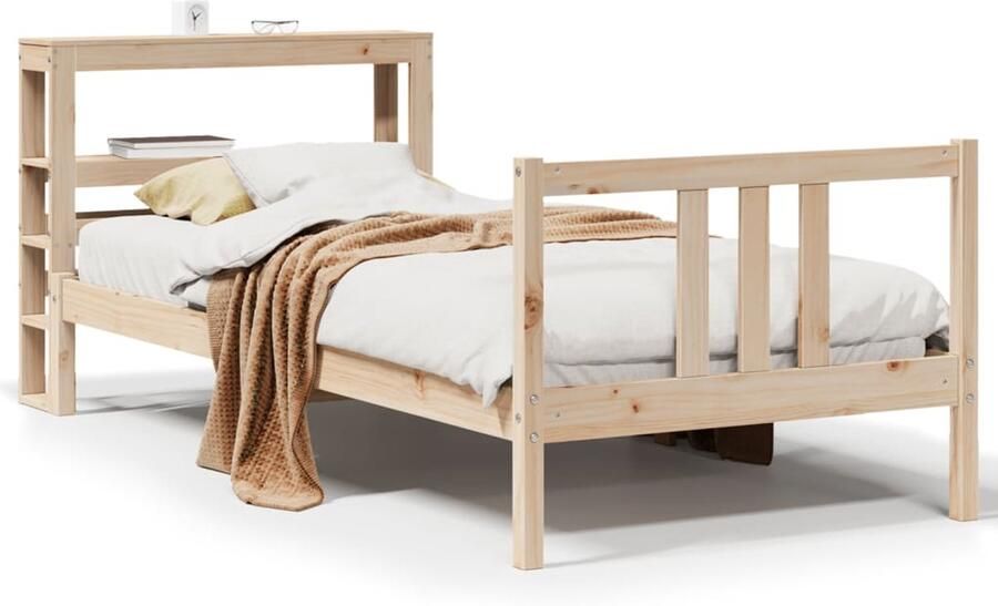 VidaXL Bedframe met hoofdbord massief grenenhout 75x190 cm