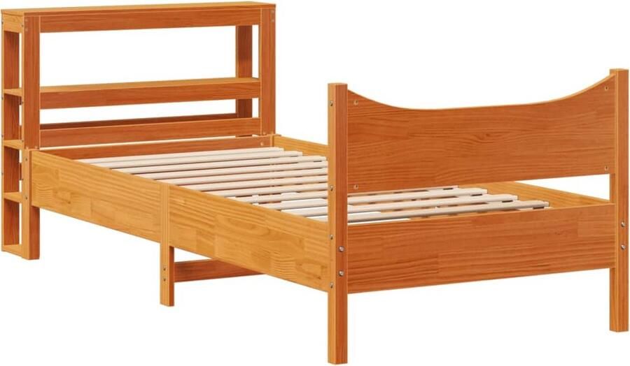 VidaXL Bedframe met hoofdbord massief grenenhout wasbruin 100x200 cm