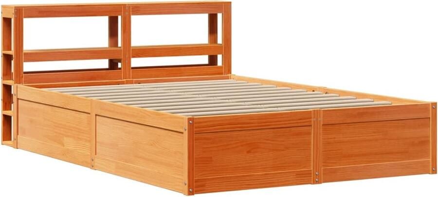 VidaXL Bedframe met hoofdbord grenenhout wasbruin 140x200 cm