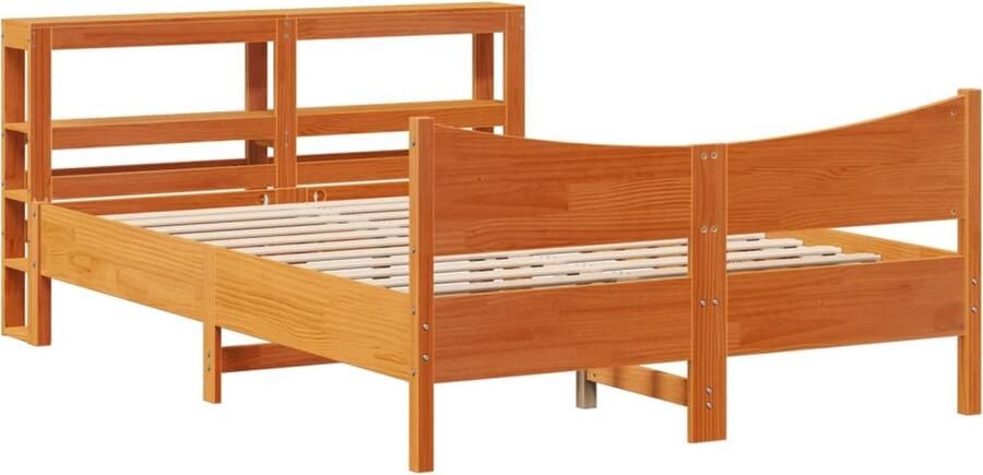 VidaXL Bedframe met hoofdbord grenenhout wasbruin 140x200 cm