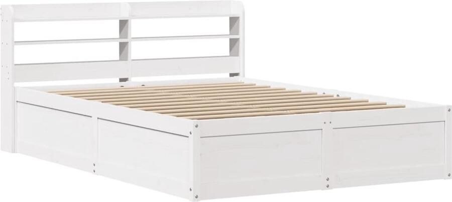 VidaXL -Bedframe-met-hoofdbord-massief-grenenhout-wit-140x200-cm - Foto 6