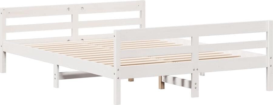 Vida XL Bedframe met hoofdbord massief grenenhout wit 140x200 cm SKU: V3216382 - Foto 16