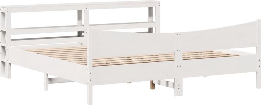 VidaXL -Bedframe-met-hoofdbord-massief-grenenhout-wit-180x200-cm - Foto 2