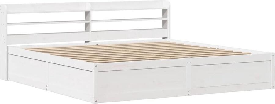 VidaXL -Bedframe-met-hoofdbord-massief-grenenhout-wit-180x200-cm - Foto 3