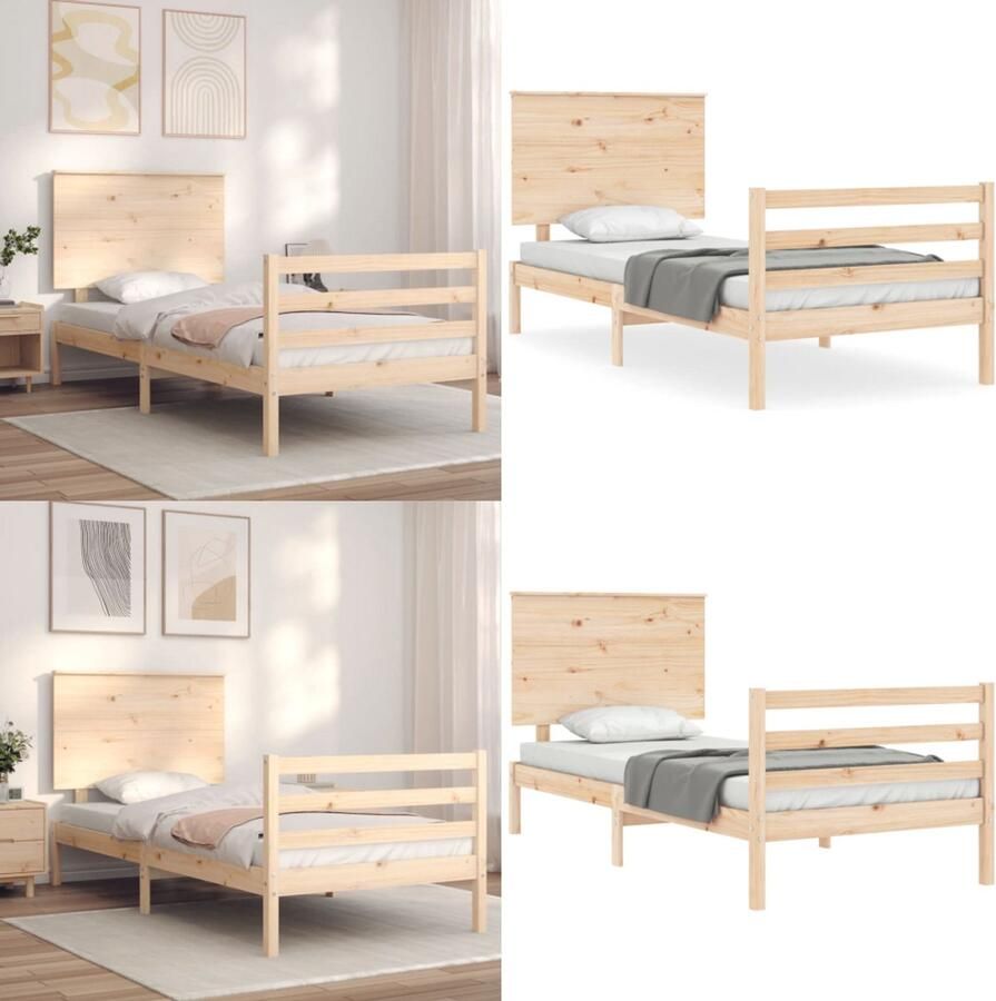 VidaXL Bedframe zonder matras massief grenenhout 100x200 cm Bedframe Bedframes Bed Eenpersoonsbed - Foto 2