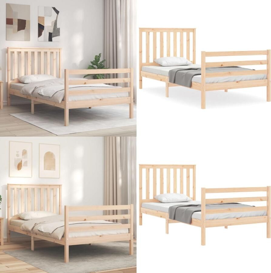 VidaXL Bedframe zonder matras massief grenenhout 100x200 cm Bedframe Bedframes Bed Eenpersoonsbed - Foto 7