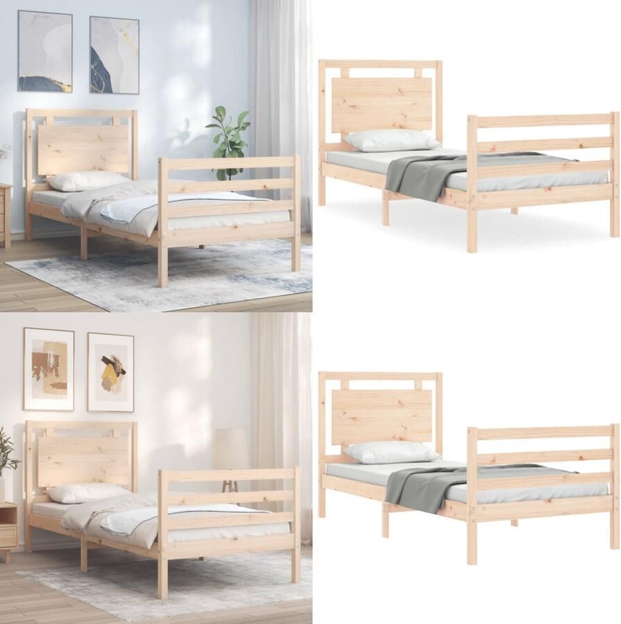 VidaXL Bedframe zonder matras massief grenenhout 100x200 cm Bedframe Bedframes Bed Eenpersoonsbed - Foto 3