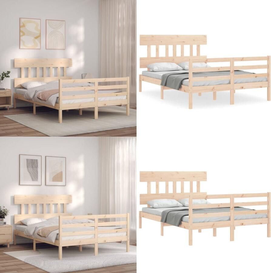 VidaXL Bedframe zonder matras massief grenenhout 120x200 cm Bedframe Bedframes Bed Tweepersoonsbed - Foto 6