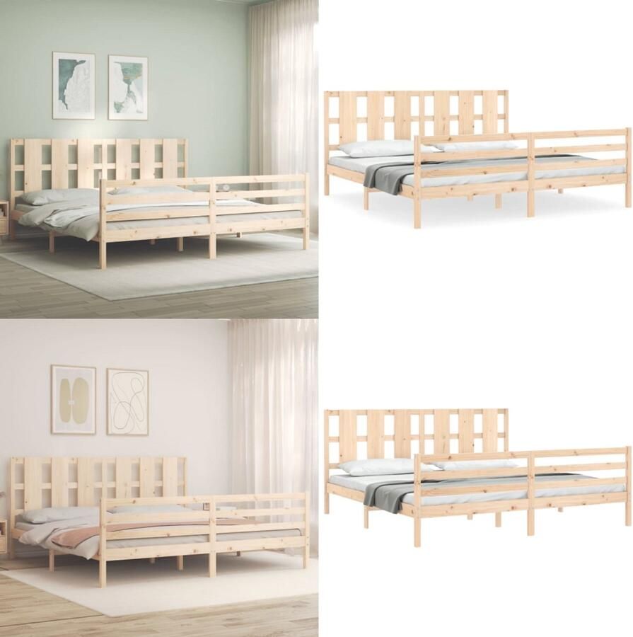 VidaXL Bedframe zonder matras massief grenenhout 200x200 cm Bedframe Bedframes Bed Tweepersoonsbed - Foto 5