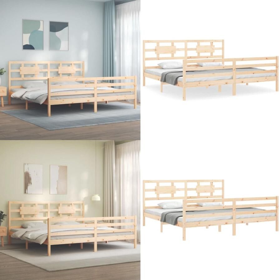 VidaXL Bedframe zonder matras massief grenenhout 200x200 cm Bedframe Bedframes Bed Tweepersoonsbed - Foto 6