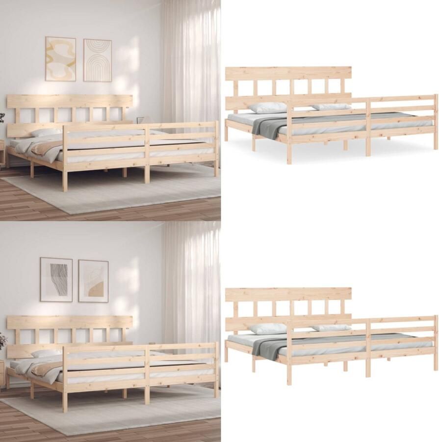 VidaXL Bedframe zonder matras massief grenenhout 200x200 cm Bedframe Bedframes Bed Tweepersoonsbed - Foto 7