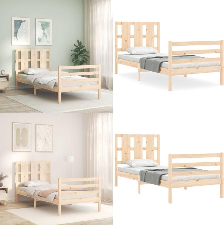 VidaXL Bedframe zonder matras massief grenenhout 100x200 cm Bedframe Bedframes Bed Eenpersoonsbed - Foto 5