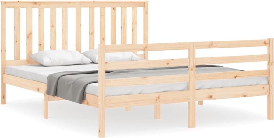 VidaXL -Bedframe-met-hoofdbord-massief-hout-5-FT-King-Size - Foto 3