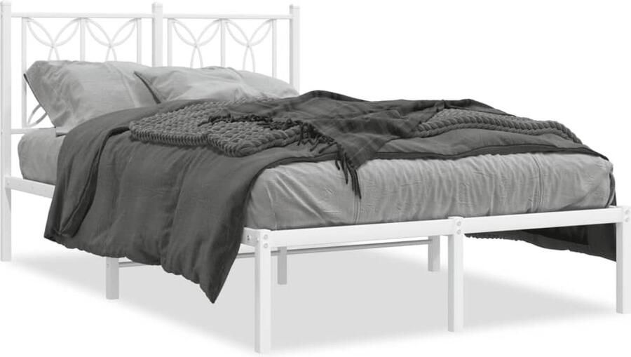 VidaXL Bedframe met hoofdbord staal wit 196x126x90 5 cm - Foto 7