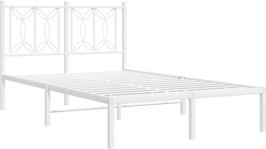 VidaXL Bedframe met hoofdbord staal wit 196x126x90 5 cm - Foto 8