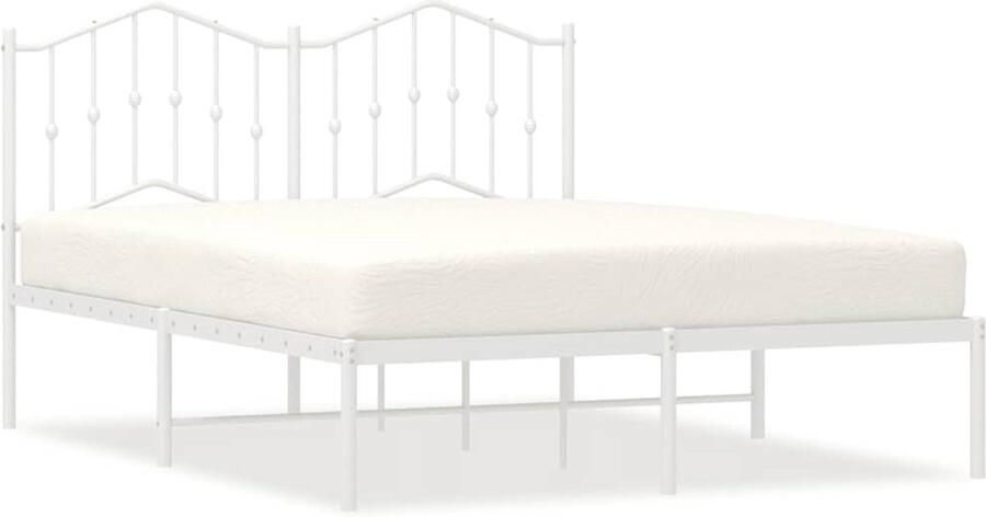 VidaXL Bedframe Wit Metaal 150x200 cm Klassieke Bedframe Metalen Bedframe Houten Bedframe Wit Bedframe Tweepersoons Bed Boxspring Bed King Size Bed Queen Size Bed Slaapcomfort - Foto 2