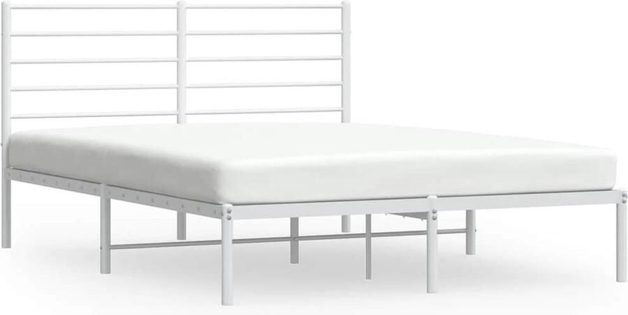 VidaXL Bedframe Metaal Wit 150x200 cm Robuust Bed Frame Klassiek Bed Metalen Bedframe Staal Bedframe Tweepersoons Bed Witte Bed Boxspring Bed Slaapcomfort - Foto 3