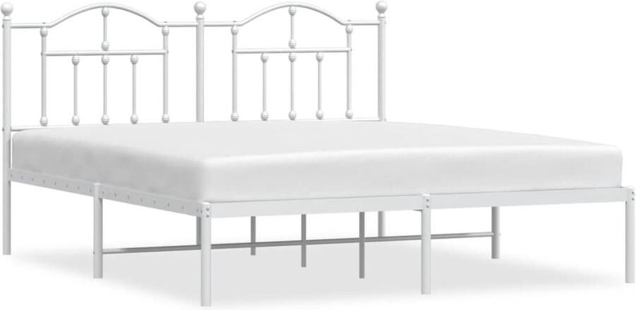 VidaXL Bedframe 160x200 cm Wit Metaal Robuust Bed Frame Klassiek Bed Metalen Bedframe Wit Bed Tweepersoons Bed Boxspring Bed Slaapcomfort Opbergruimte - Foto 2
