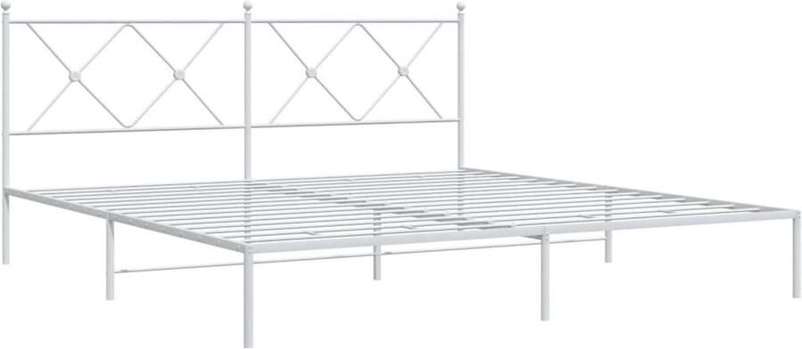 VidaXL -Bedframe-met-hoofd--en-voeteneinde-metaal-wit-183x213-cm