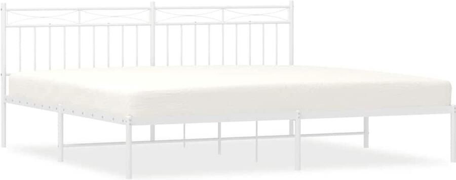 VidaXL Bedframe Wit 193x203 cm Metaal Robuust Bed Frame Klassiek Bed Metalen Bedframe Staal Bedframe Wit Bedframe Boxspring Bed Hoofdbord Opbergruimte - Foto 2