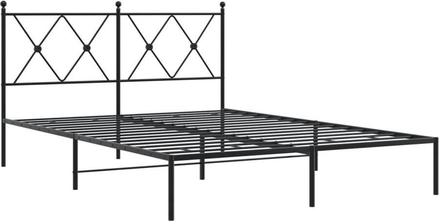 VidaXL -Bedframe-met-hoofdbord-metaal-zwart-135x190-cm - Foto 5