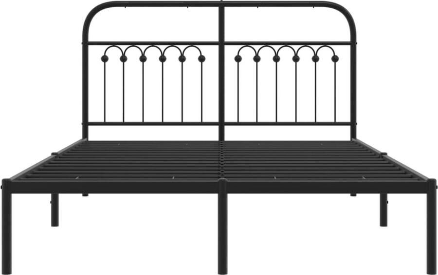 VidaXL Bedframe met hoofdbord metaal zwart 135x190 cm - Foto 3