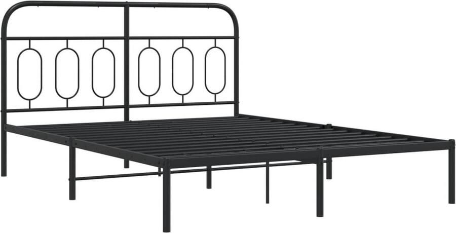 VidaXL Bedframe met hoofdbord metaal zwart 135x190 cm