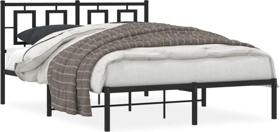 VidaXL -Bedframe-met-hoofdbord-metaal-zwart-135x190-cm - Foto 11