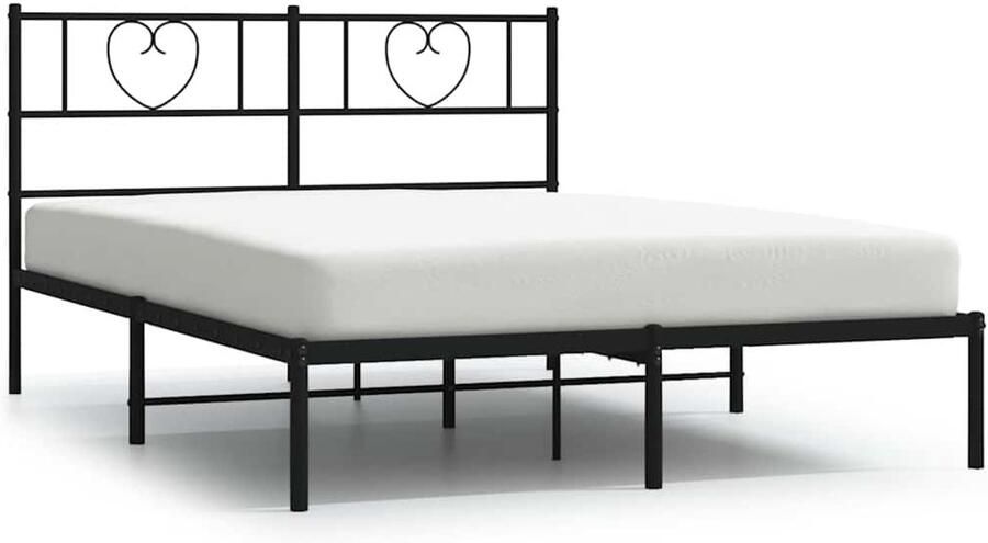 VidaXL -Bedframe-met-hoofdbord-metaal-zwart-135x190-cm - Foto 5