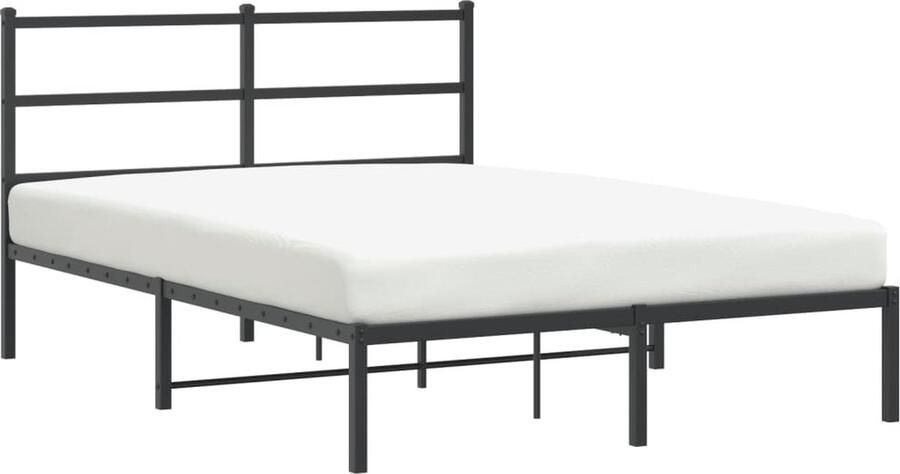 VidaXL -Bedframe-met-hoofdbord-metaal-zwart-135x190-cm - Foto 2