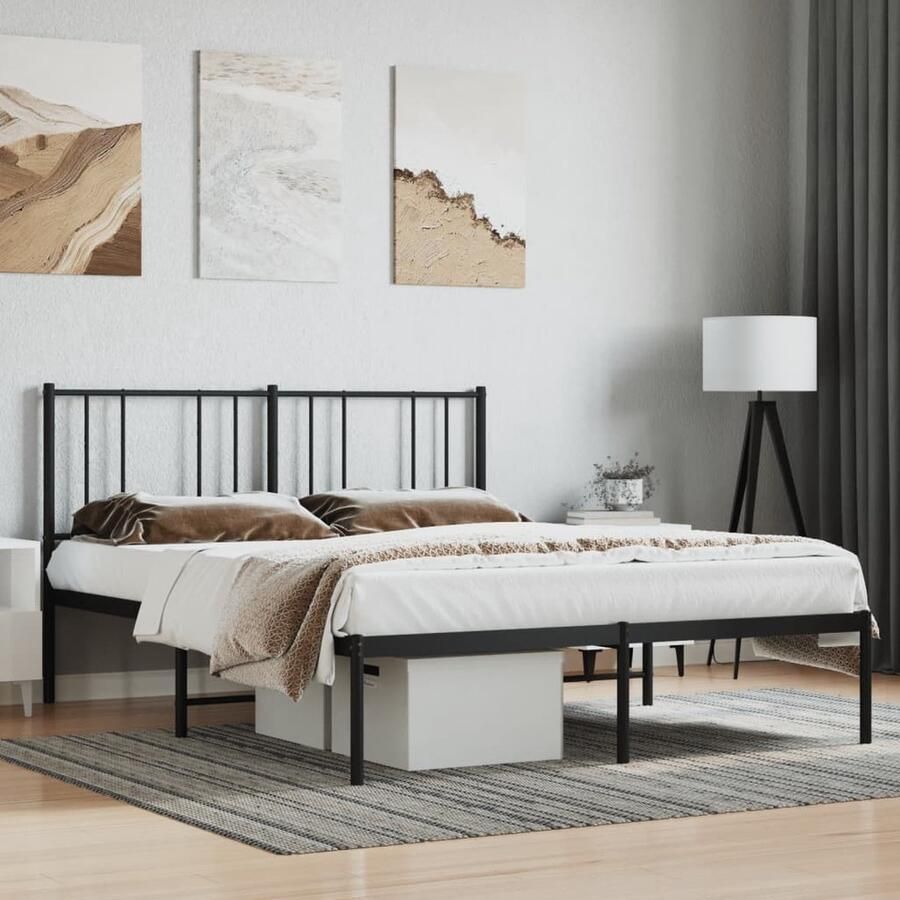 VidaXL Bedframe metaal zwart 120x200 cm Klassieke Bedframe Houten Bedframe Metalen Bedframe Zwarte Bedframe Tweepersoons Bed Boxspring Bed King Size Bed Queen Size Bed Met Hoofdbord - Foto 2