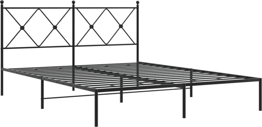 VidaXL -Bedframe-met-hoofdbord-metaal-zwart-160x200-cm - Foto 2