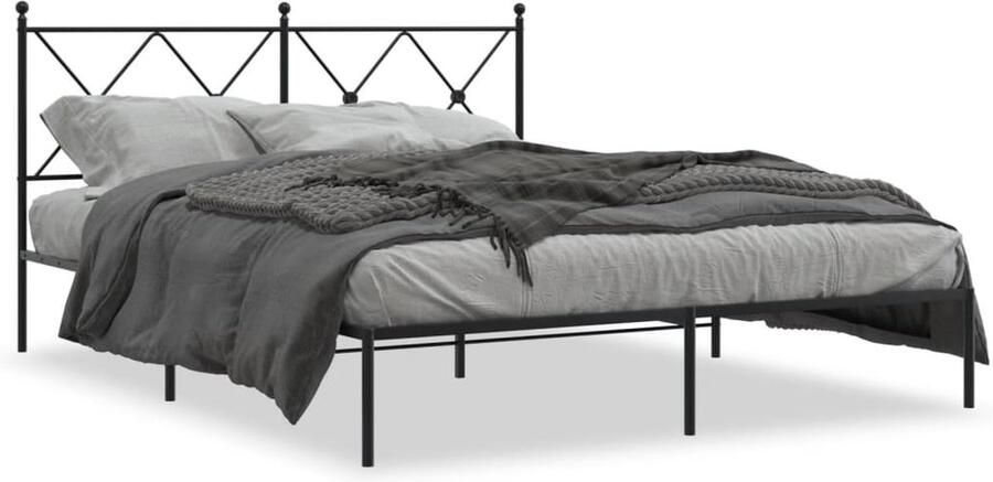 VidaXL -Bedframe-met-hoofdbord-metaal-zwart-160x200-cm