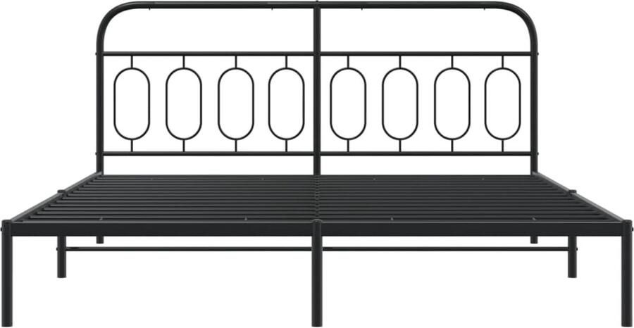 VidaXL Bedframe met hoofdbord metaal zwart 160x200 cm