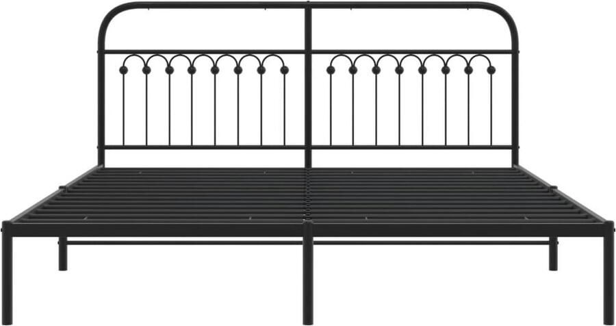 VidaXL Bedframe met hoofd- en voeteneinde metaal zwart 183x213 cm - Foto 2