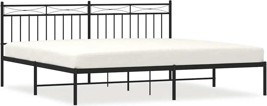 VidaXL Bedframe Metaal Zwart 193x203 cm Robuust Bedframe Klassiek Bed Zwart Bedframe Metalen Bedframe Staal Bedframe Boxspring Bed Tweepersoons Bed - Foto 2