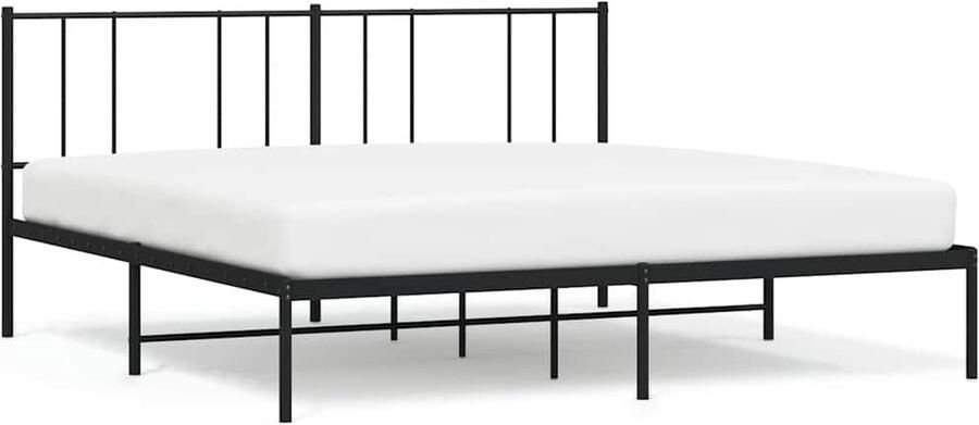 VidaXL Bedframe Metaal 193x203 cm Zwart Staal Bed Frame Klassiek Bed Zwarte Bedpost Tweepersoons Bed Boxspring Bed Met Opslag - Foto 2