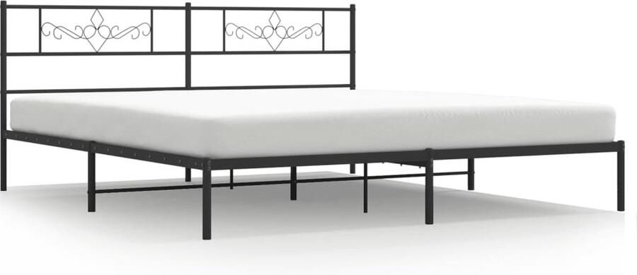 VidaXL -Bedframe-met-hoofdbord-metaal-zwart-200x200-cm - Foto 6