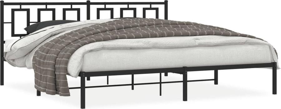 VidaXL -Bedframe-met-hoofdbord-metaal-zwart-200x200-cm - Foto 9